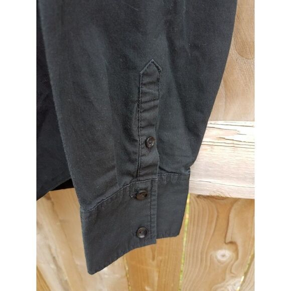 Large Liz Claiborne Button Down Junior Shirt Top Long Sleeve Black Waitress - Picture 3 of 7